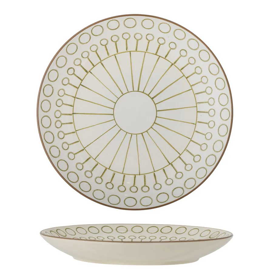 Talerz ceramiczny MAPLE 25.5 - biały/zielony