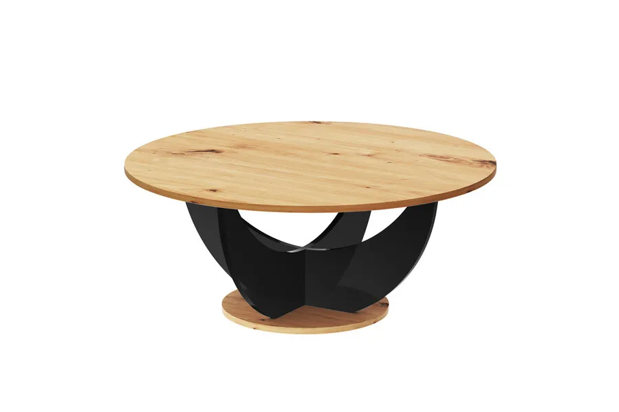 Ława okrągła CAPRI 100 - dąb artisan/czarny połysk