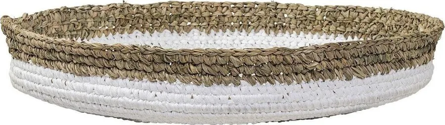 Koszyk dekoracyjny z rafii 44 cm - biały/naturalny