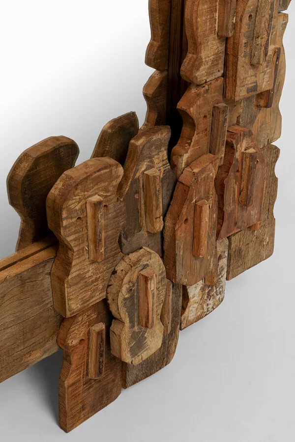 Lustro wiszące BE MIND 90x160 - drewno z recyklingu