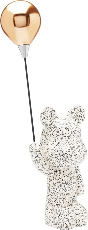 Figurka dekoracyjna BALLOON BEAR 60 - biały/złoty