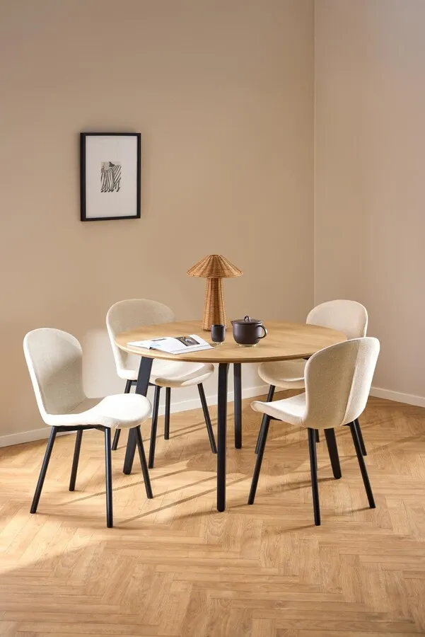 Stół okrągły CADIZ 120 cm - dąb/czarny
