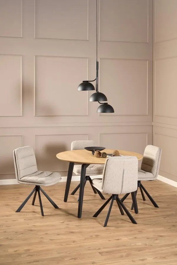 Stół okrągły CADIZ 120 cm - dąb/czarny