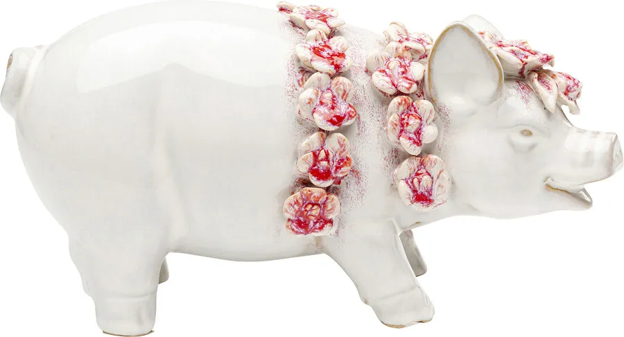 Figurka dekoracyjna HAWAII PIG 15.5 cm - biały