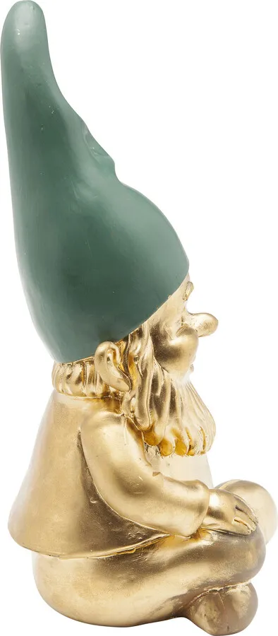 Figurka dekoracyjna GNOME SITTING - złoty/zielony