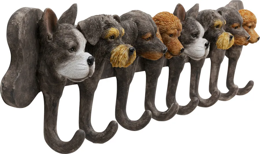 Wieszak ścienny DOG FAMILY - szary/brązowy