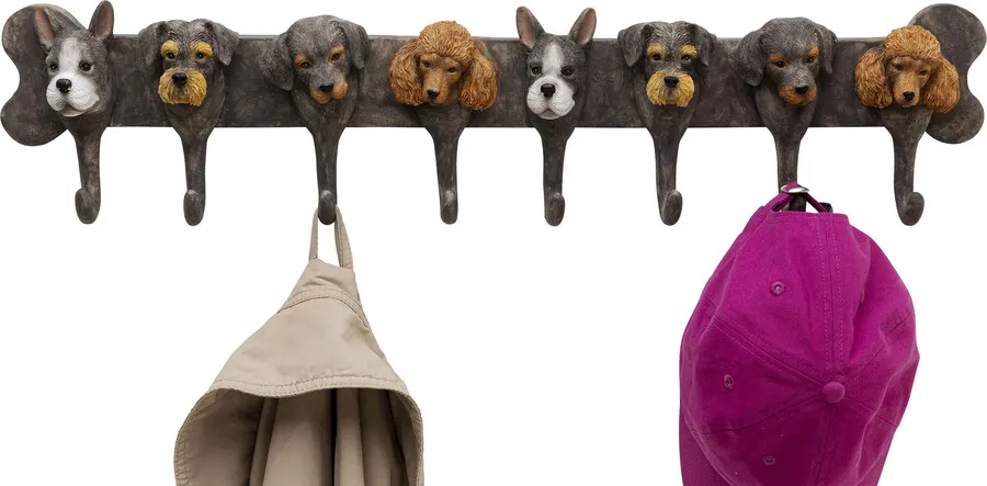 Wieszak ścienny DOG FAMILY - szary/brązowy