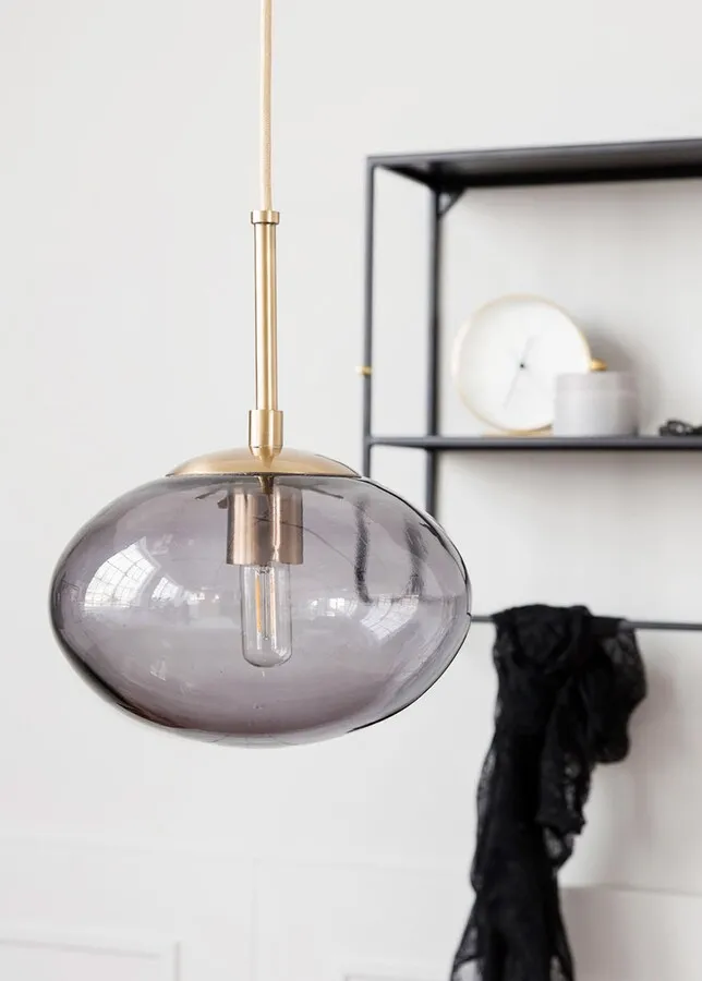 Lampa wisząca szklana 22x17 - szary/złoty