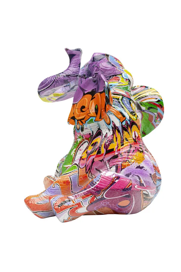 Zestaw 2 figurek dekoracyjnych ELEFANT ZIRKUS GRAFFITI - wielokolorowy
