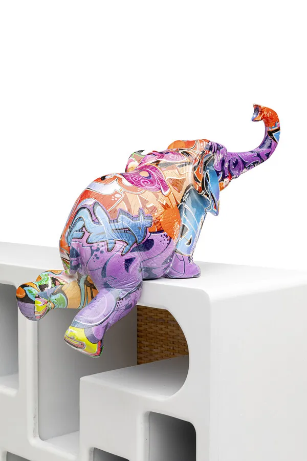 Zestaw 2 figurek dekoracyjnych ELEFANT ZIRKUS GRAFFITI - wielokolorowy