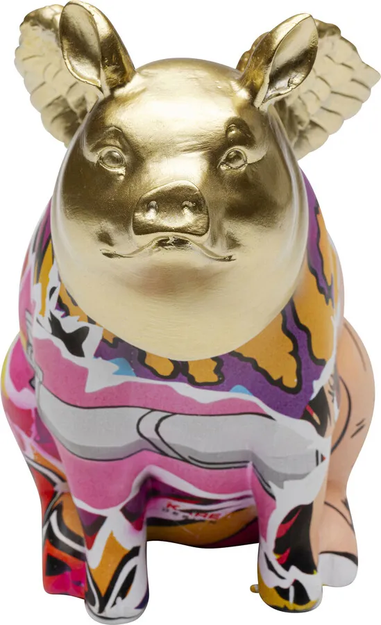 Figurka dekoracyjna GRAFFITI FLYING PIG 16 cm - wielokolorowy