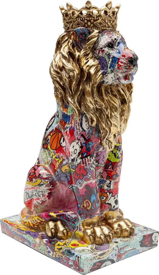 Figurka dekoracyjna GRAFFITI KING LION 29 cm - wielokolorowy