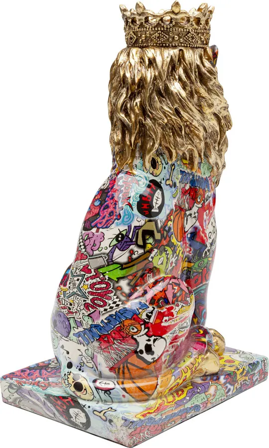 Figurka dekoracyjna GRAFFITI KING LION 29 cm - wielokolorowy