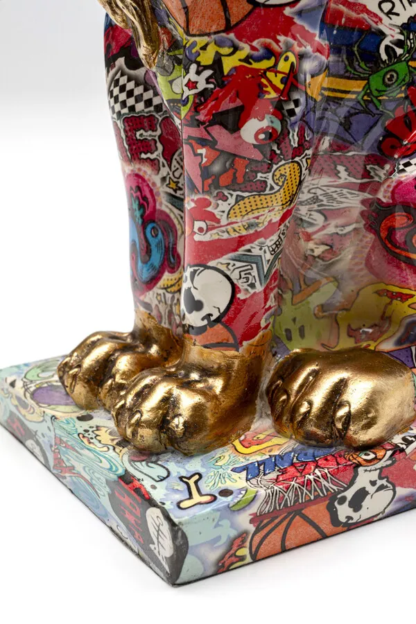 Figurka dekoracyjna GRAFFITI KING LION 29 cm - wielokolorowy
