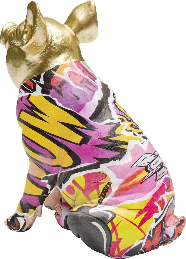 Figurka dekoracyjna GRAFFITI PIG 20 cm - wielokolorowy