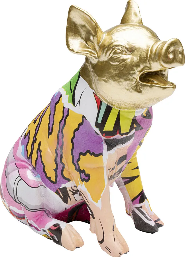 Figurka dekoracyjna GRAFFITI PIG 20 cm - wielokolorowy