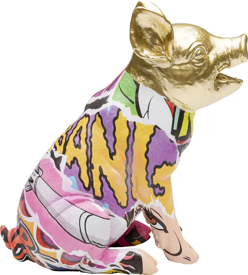 Figurka dekoracyjna GRAFFITI PIG 20 cm - wielokolorowy