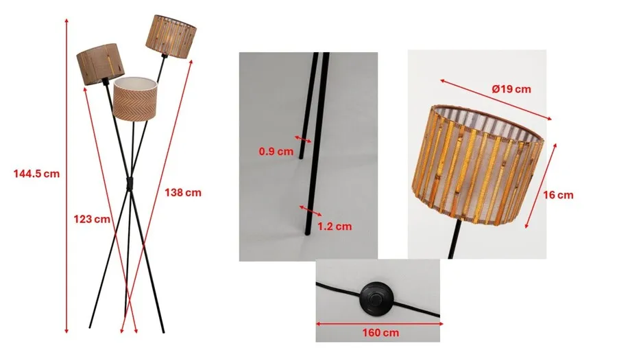 Lampa podłogowa CANNES TRIO - brązowy/czarny