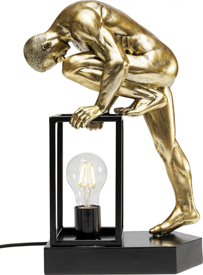 Lampa stołowa NUDE MAN STRETCHING - złoty/czarny