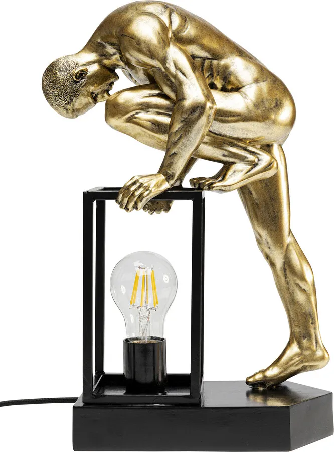 Lampa stołowa NUDE MAN STRETCHING - złoty/czarny