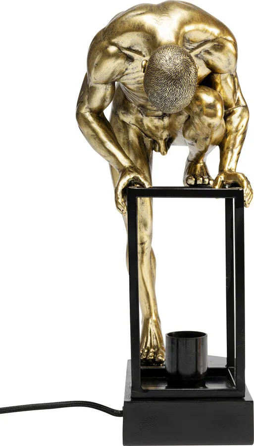 Lampa stołowa NUDE MAN STRETCHING - złoty/czarny