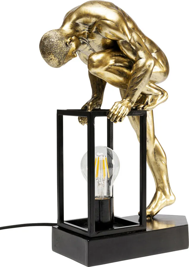 Lampa stołowa NUDE MAN STRETCHING - złoty/czarny