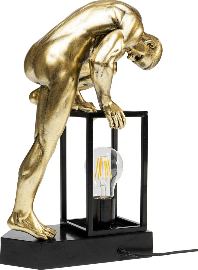 Lampa stołowa NUDE MAN STRETCHING - złoty/czarny
