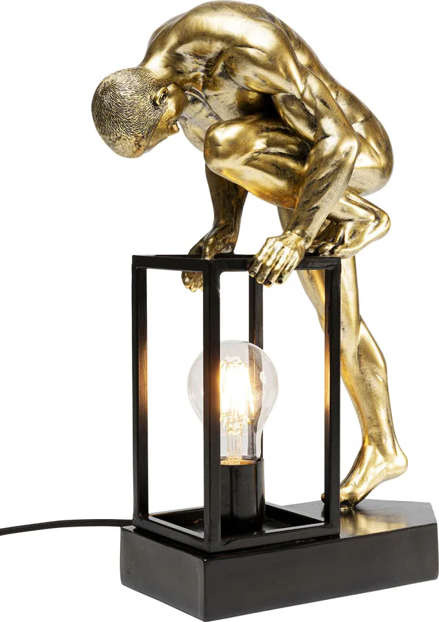 Lampa stołowa NUDE MAN STRETCHING - złoty/czarny