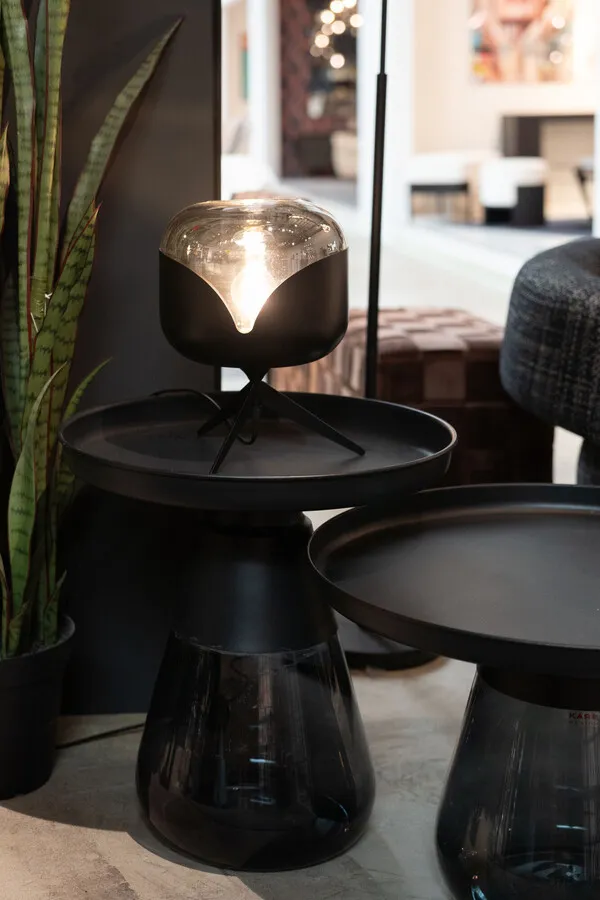 Lampa stołowa GOBLET BALL - dymiony/czarny