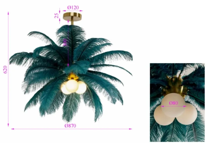 Lampa wisząca FEATHER PALM - zielony