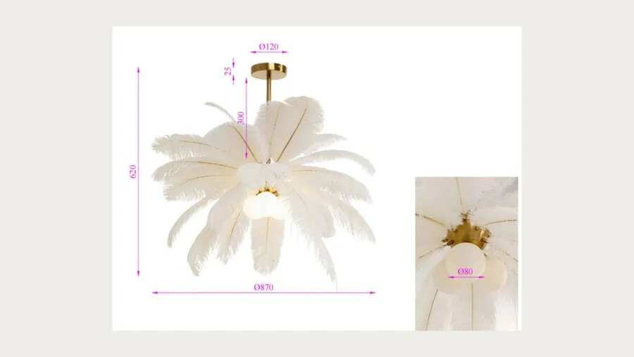 Lampa wisząca FEATHER PALM - biały