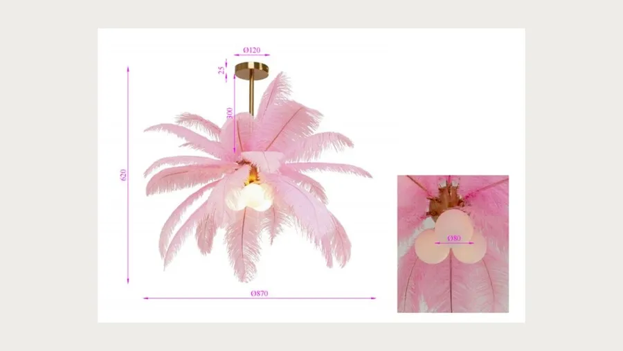 Lampa wisząca FEATHER PALM - różowy