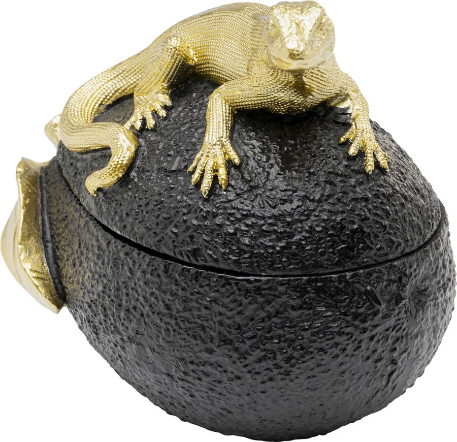 Pojemnik dekoracyjny AVOCADO LIZARD - czarny/złoty