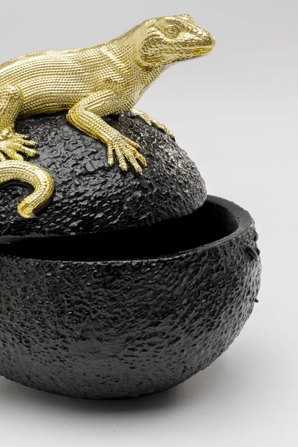 Pojemnik dekoracyjny AVOCADO LIZARD - czarny/złoty