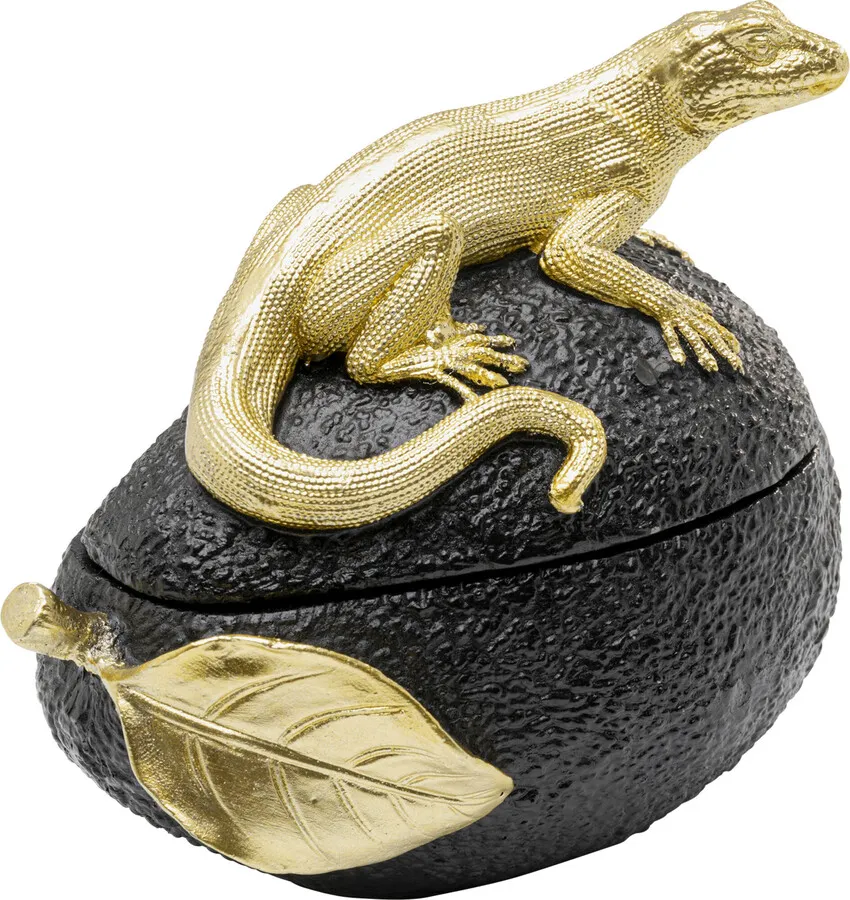 Pojemnik dekoracyjny AVOCADO LIZARD - czarny/złoty