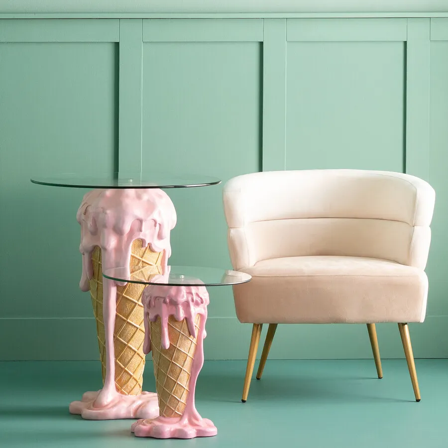 Stolik boczny okrągły ICE CREAM PINK 60 cm - różowy