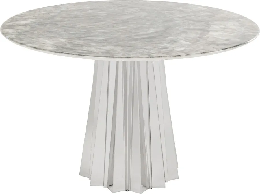 Stół okrągły AMORA STONE 120 cm - szary/srebrny