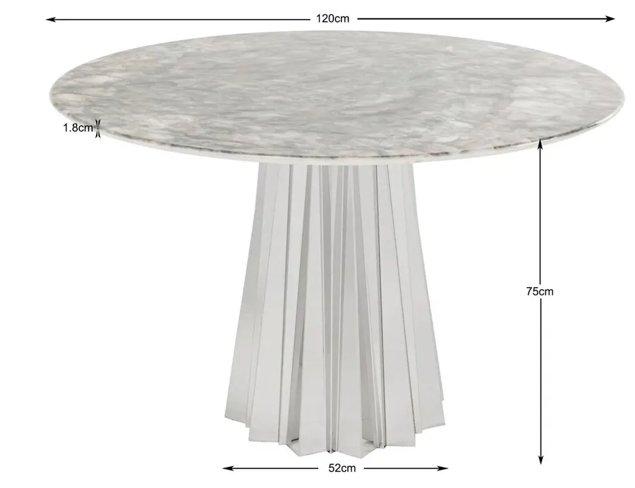 Stół okrągły AMORA STONE 120 cm - szary/srebrny