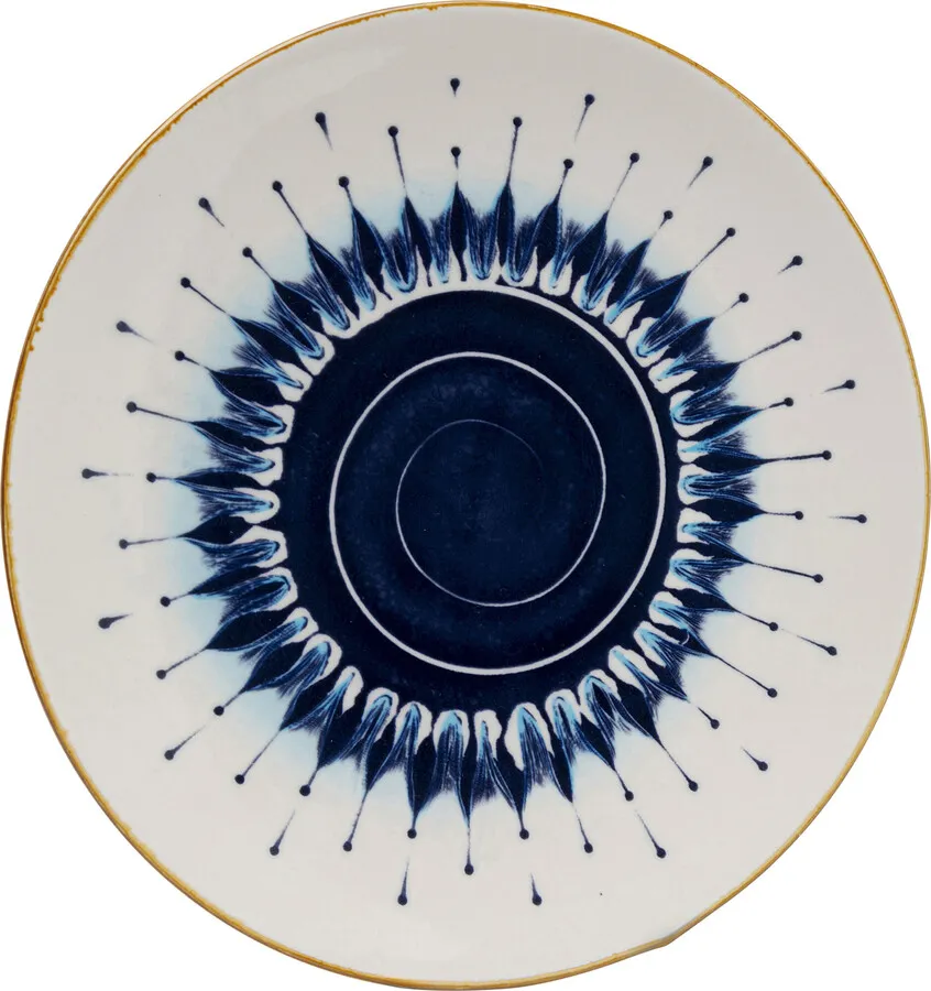 Talerz deserowy DALIA 21 cm - biały/niebieski