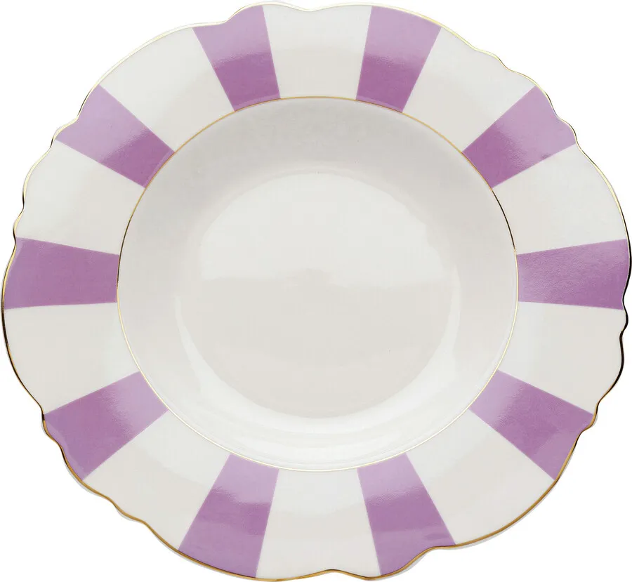 Talerz głęboki HARLEQUIN 23 cm - biały/fioletowy