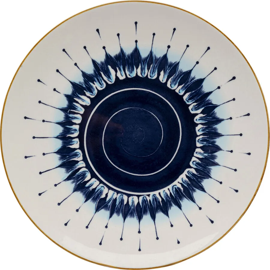 Talerz obiadowy DALIA 27 cm - biały/niebieski
