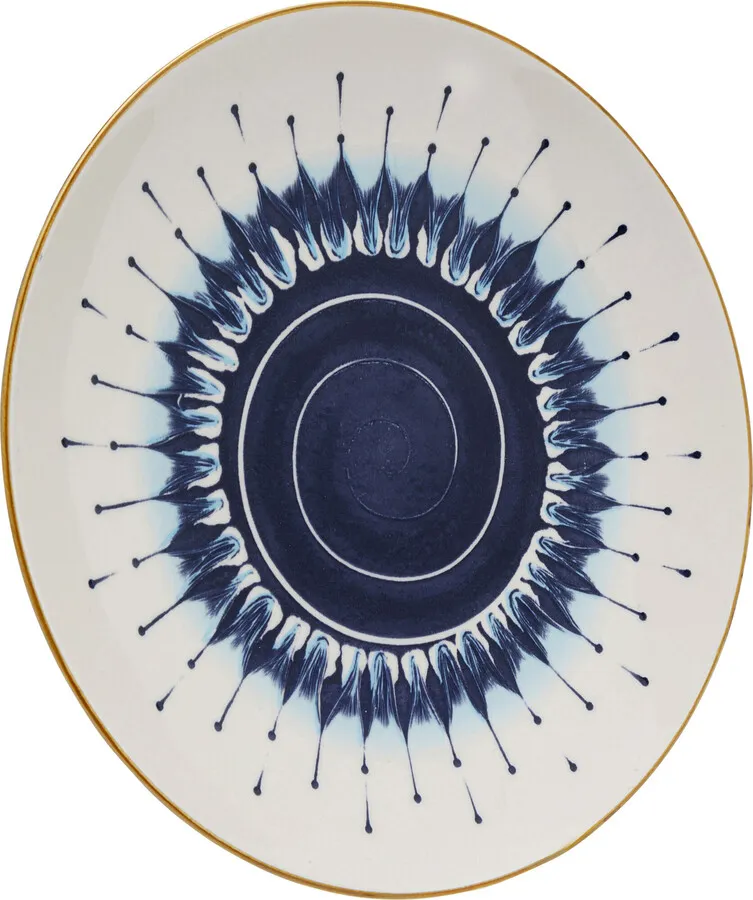 Talerz obiadowy DALIA 27 cm - biały/niebieski
