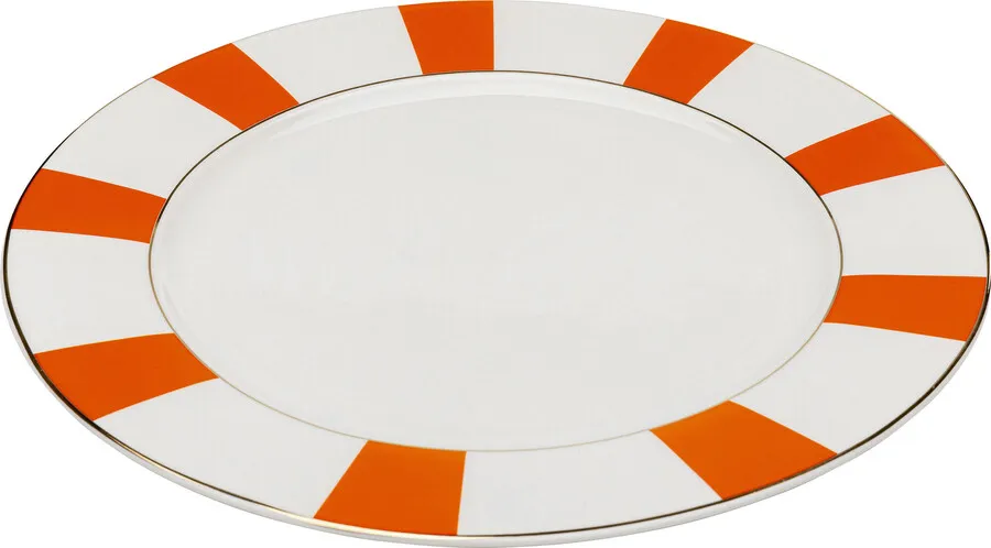 Talerz obiadowy HARLEQUIN 27 cm - biały/pomarańczowy