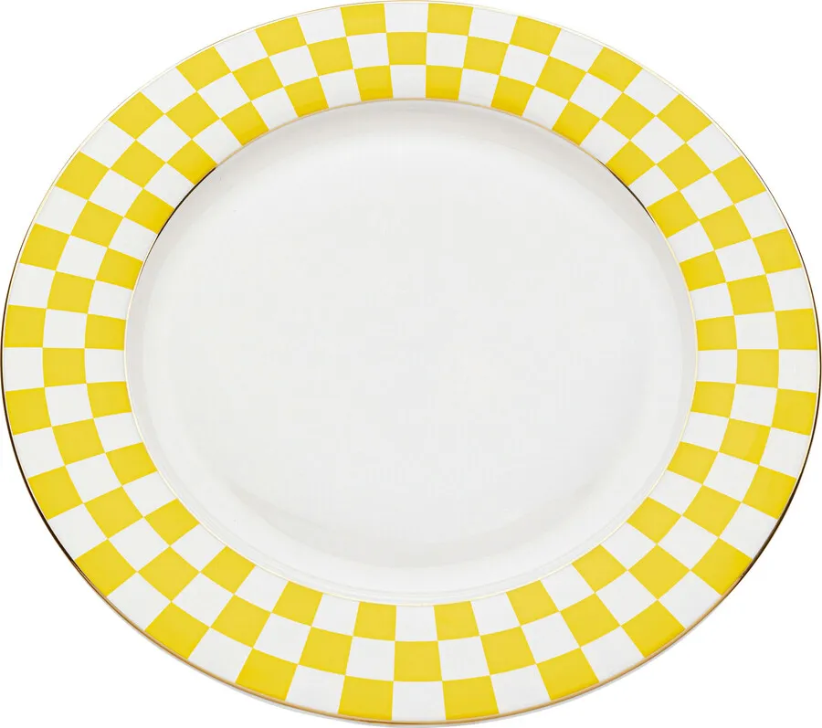 Talerz obiadowy HARLEQUIN 27 cm - biały/żółty