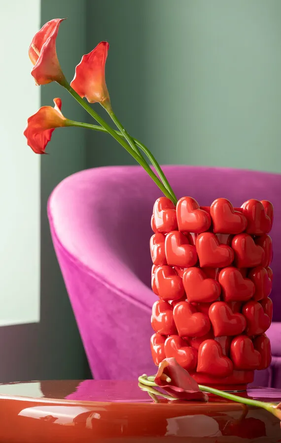 Wazon HEARTS 33 cm - czerwony