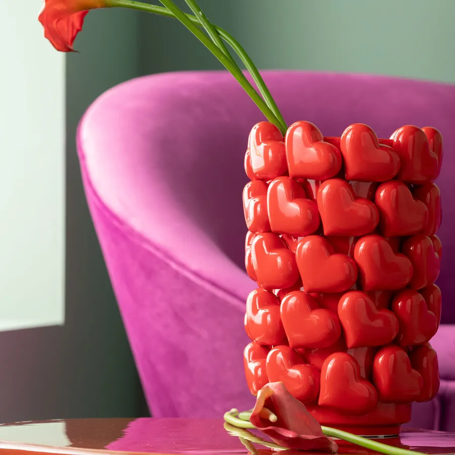 Wazon HEARTS 33 cm - czerwony
