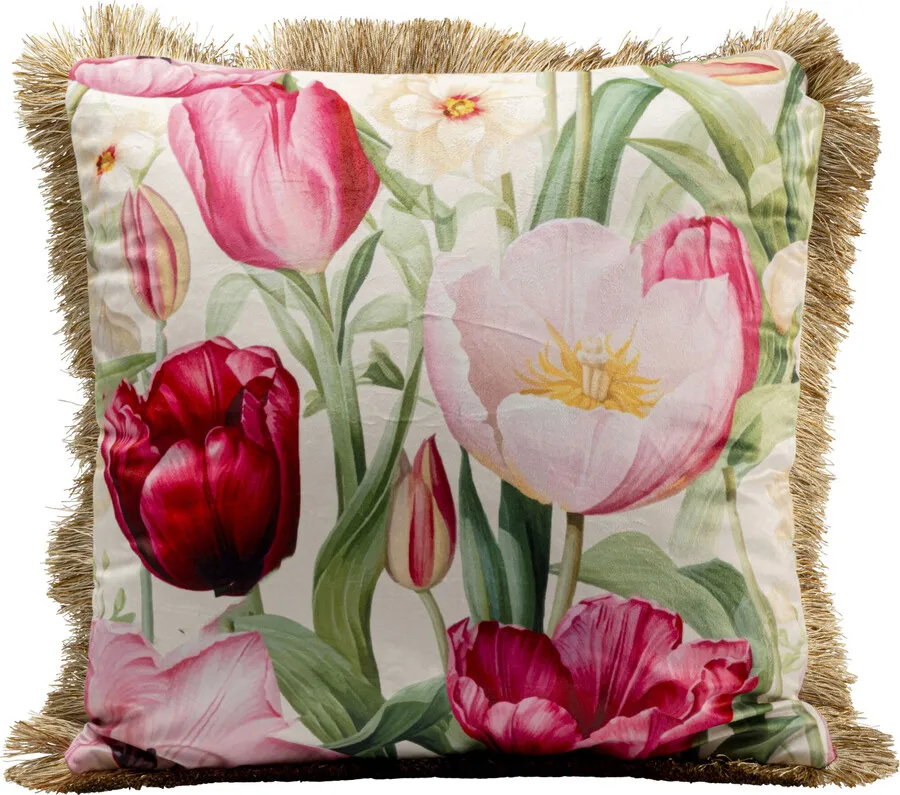 Poduszka dekoracyjna TULIPS 45x45 - zielony/rózowy