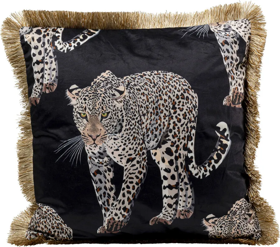 Poduszka dekoracyjna LEOPARD 45x45 - czarny/złoty