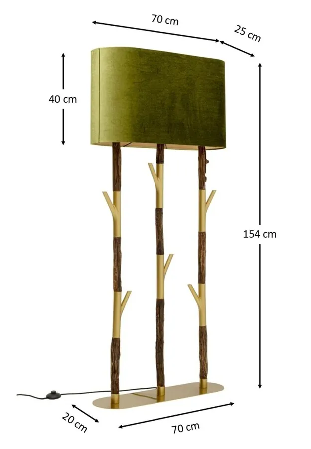 Lampa podłogowa TWIG - zielony/złoty