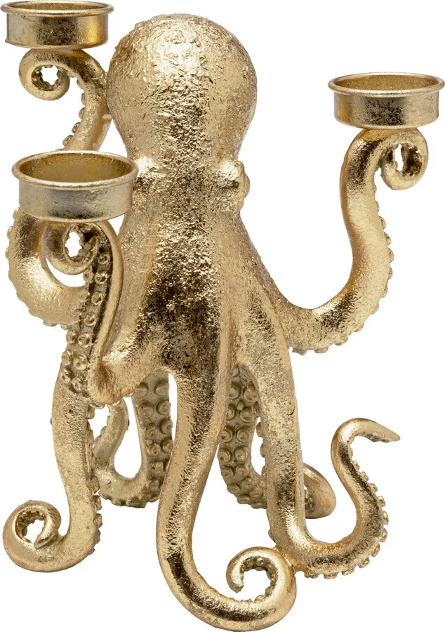 Świecznik potrójny OCTOPUS - złoty